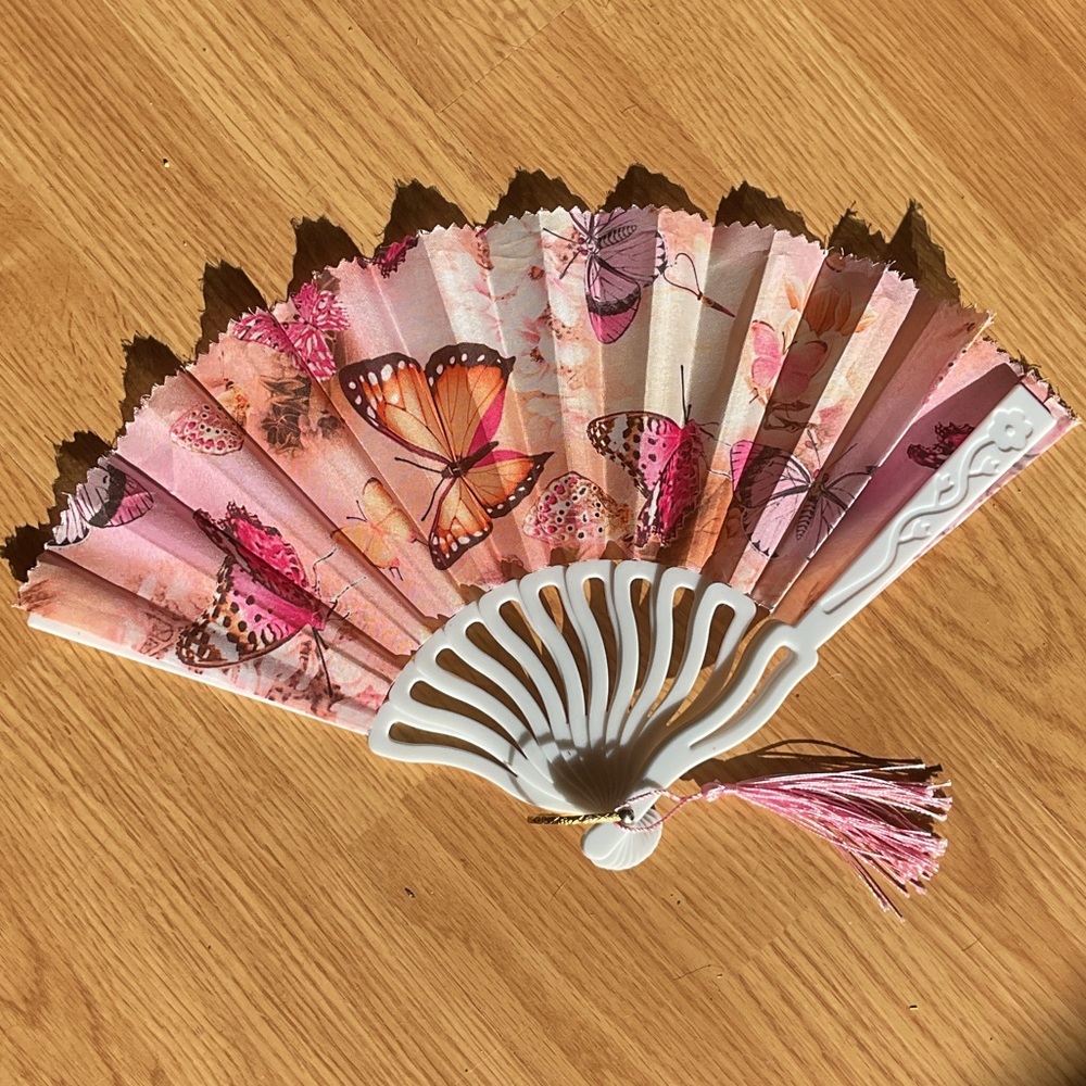 Pink Butterfly Hand Fan
